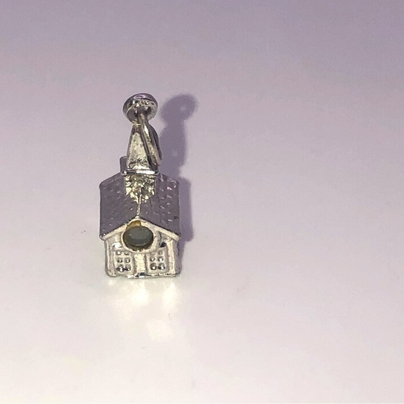 VTG Sterling Silver Church House Mini Charm Bracelet Charm - Picture 1 of 5